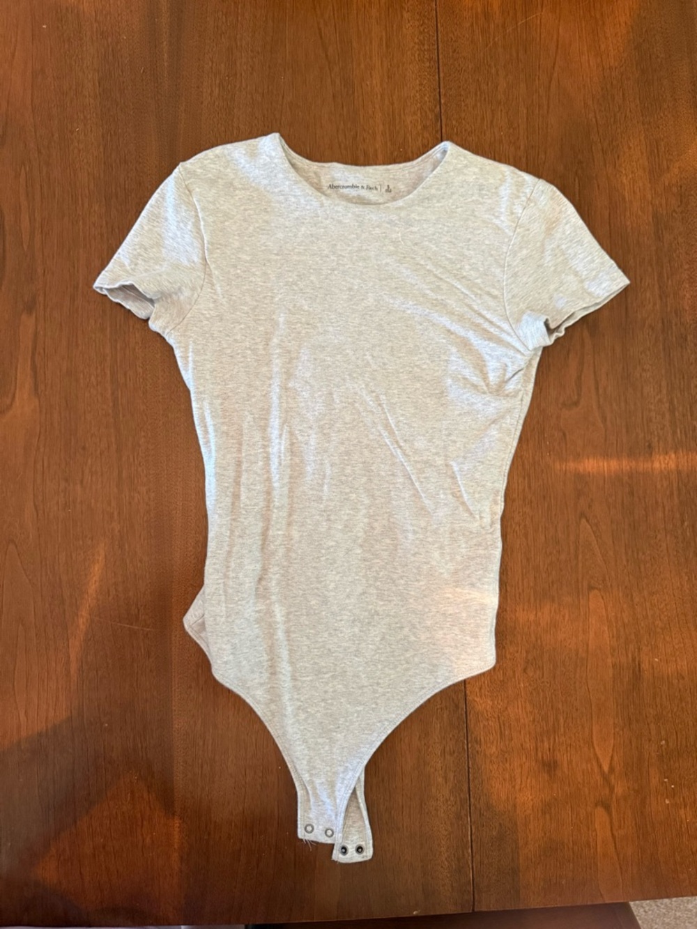 Abercrombie & Fitch Light Gray Short Sleeve Bodysuit